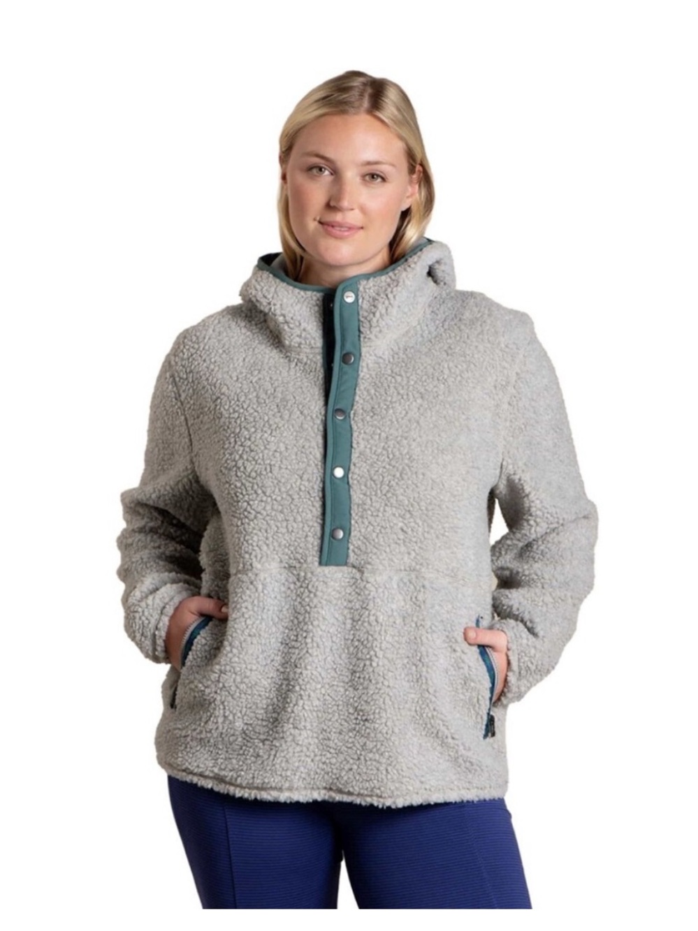 Cozy Sherpa Pullover Hoodie in Light Gray Toad & Co small sm - H1